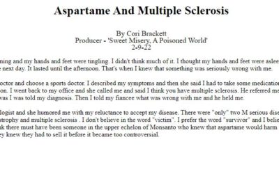 Aspartame Sweet Misery A Poisoned World – Poisoning As A Business Model