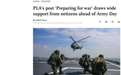 China’s Army Posts “Get Ready For War!” Message On Social Media, State Mouthpiece Says PLA Has “Right” To Intercept Pelosi’s Plane