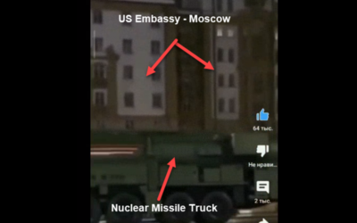 RUSSIA DRIVES TWO NUCLEAR MISSILES AND TANKS IN FRONT OF U.S. EMBASSY IN MOSCOW; Citizens Chant: “NUKE Washington” After Crimea Bridge Attacked