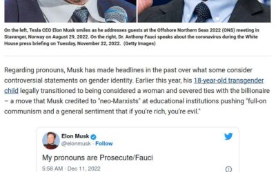 Elon Musk – Saying What We All Have Been Saying. “My pronouns are Prosecute/Fauci”