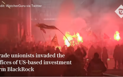 French protesters with flares storm BlackRock offices in Paris 4-06-2023
