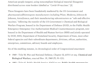US Biomedical Security State and State-Run Bio-Terrorism Programs: six American statutory frameworks. by Bailiwick News