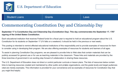 September 17 is Constitution Day and Citizenship Day (Constitution Day). This day commemorates the September 17, 1787 signing of the United States Constitution.
