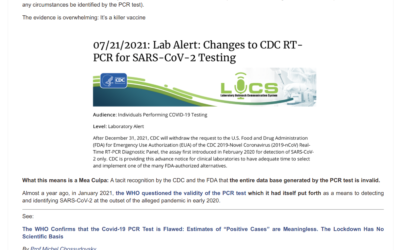 The WHO & CDC Confirms & Finally Admits that the Covid-19 PCR Test is Flawed: Estimates of “Positive Cases” are Meaningless. Both the Lockdown and the “Vaccine” Have No Scientific Basis