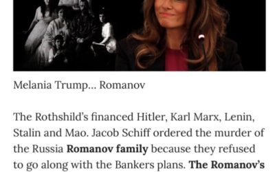 Anastasia Romanov = Melania Trump’s Grandmother, Melania Trump = Romanov Bloodline, Romanov Bloodline = Russian Royalty