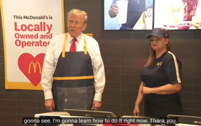 Donald Trump works at McDonald’s while on campaign trail