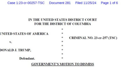 Federal Criminal Indictment Against Trump: DISMISSED