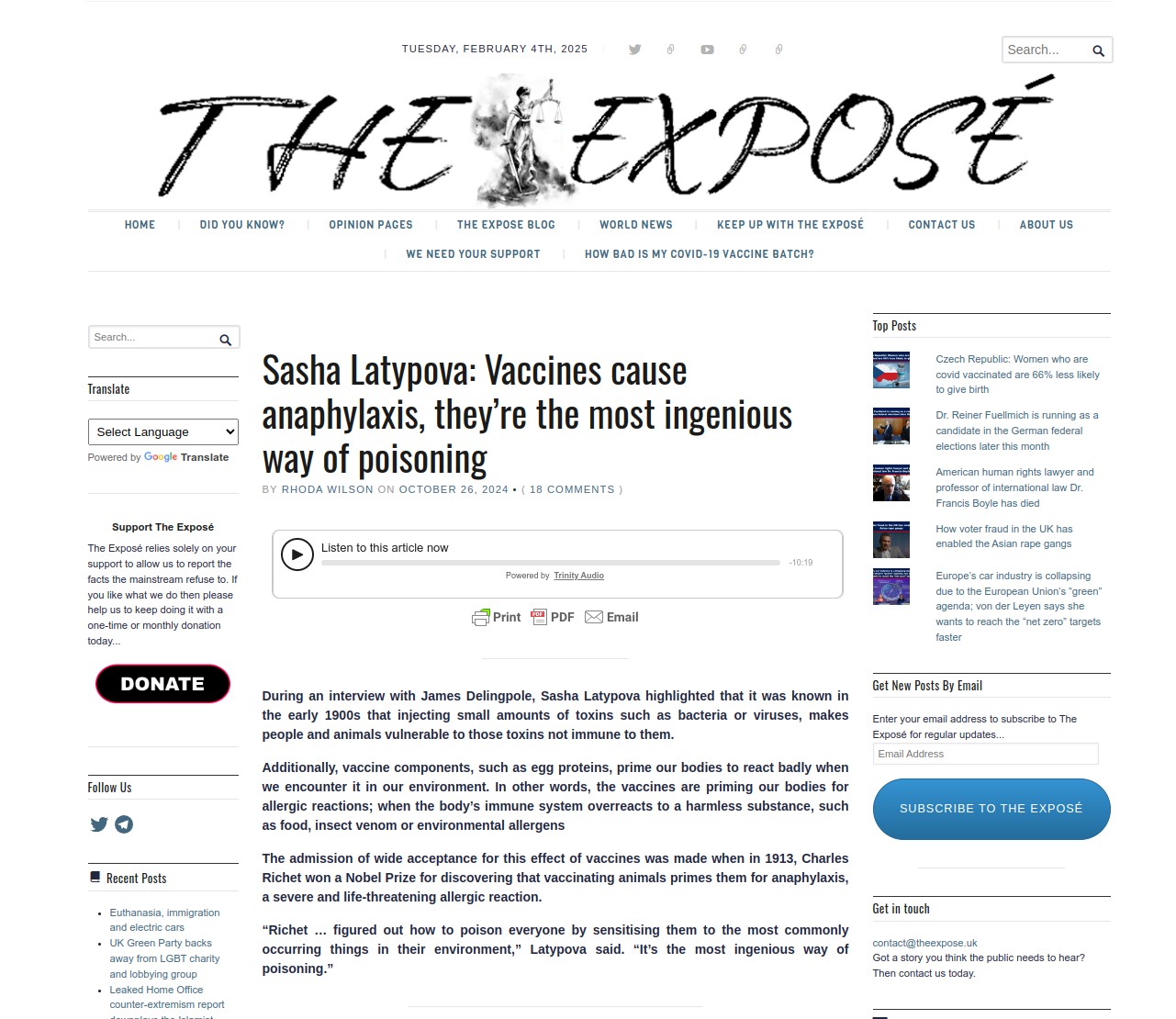 URGENT – Sasha Latypova: Vaccines cause anaphylaxis, they’re the most ingenious way of poisoning