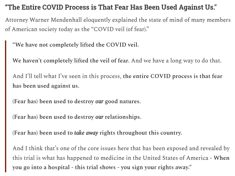 “The Entire COVID Process is That Fear Has Been Used Against Us” – Warner Mendenhall