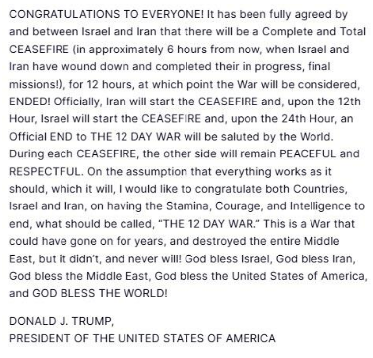 Iran Reportedly Agrees To Trump-Backed, Qatari-Mediated Ceasefire With Israel, However, Iran Knows Nothing About It, No Conformation!