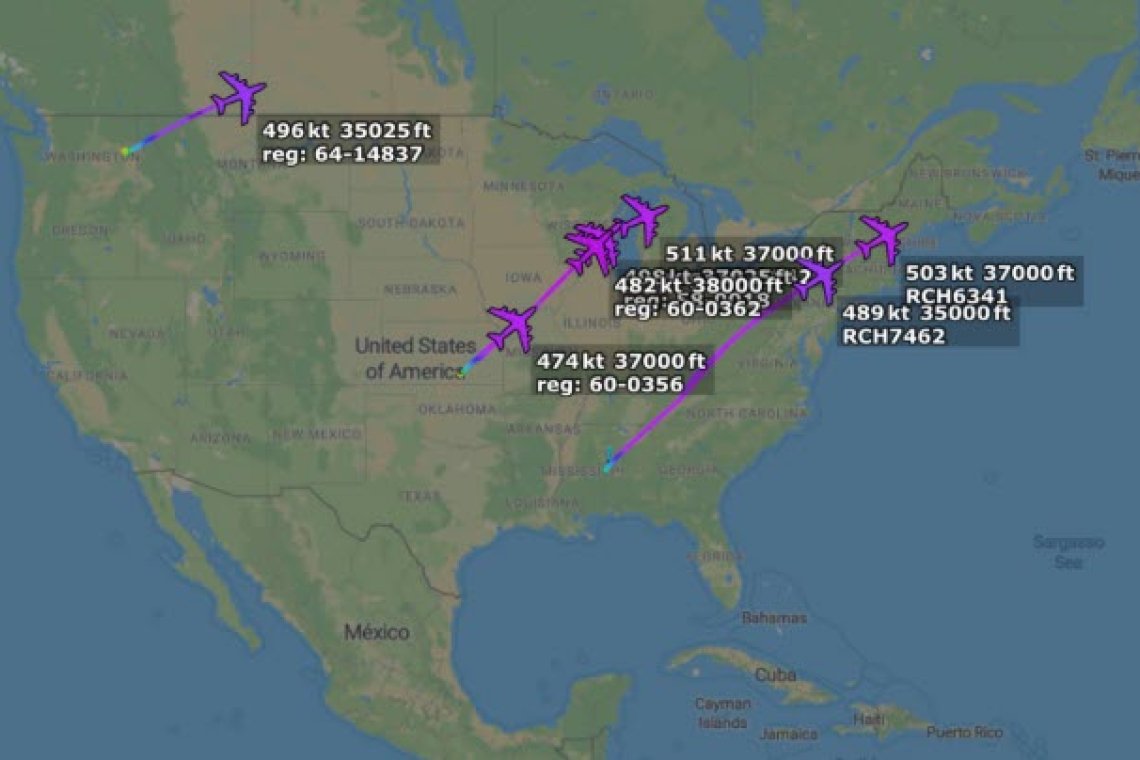 UPDATED 10:44 PM EDT — Sudden LARGE Sortie of Air-Refueling Tankers from USA Toward Europe