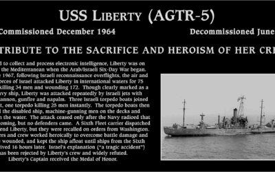 During the Six-Day War in 1967, the USS Liberty, a United States Navy technical research ship, was attacked by Israeli Air Force jet fighters and motor torpedo boats.