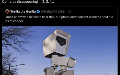 Stuff That Can’t Be Made Up – 5.5 lbs Of Resell-able Copper Inside Each Disappearing Illegal Photo Enforcement Camera