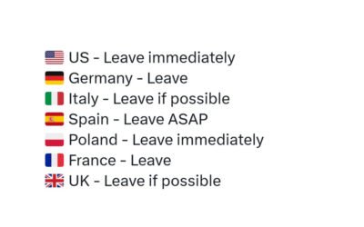 UPDATE 2:47 PM EDT — HINT: More than 15 Countries Urgently Telling Citizens “Leave Iran”
