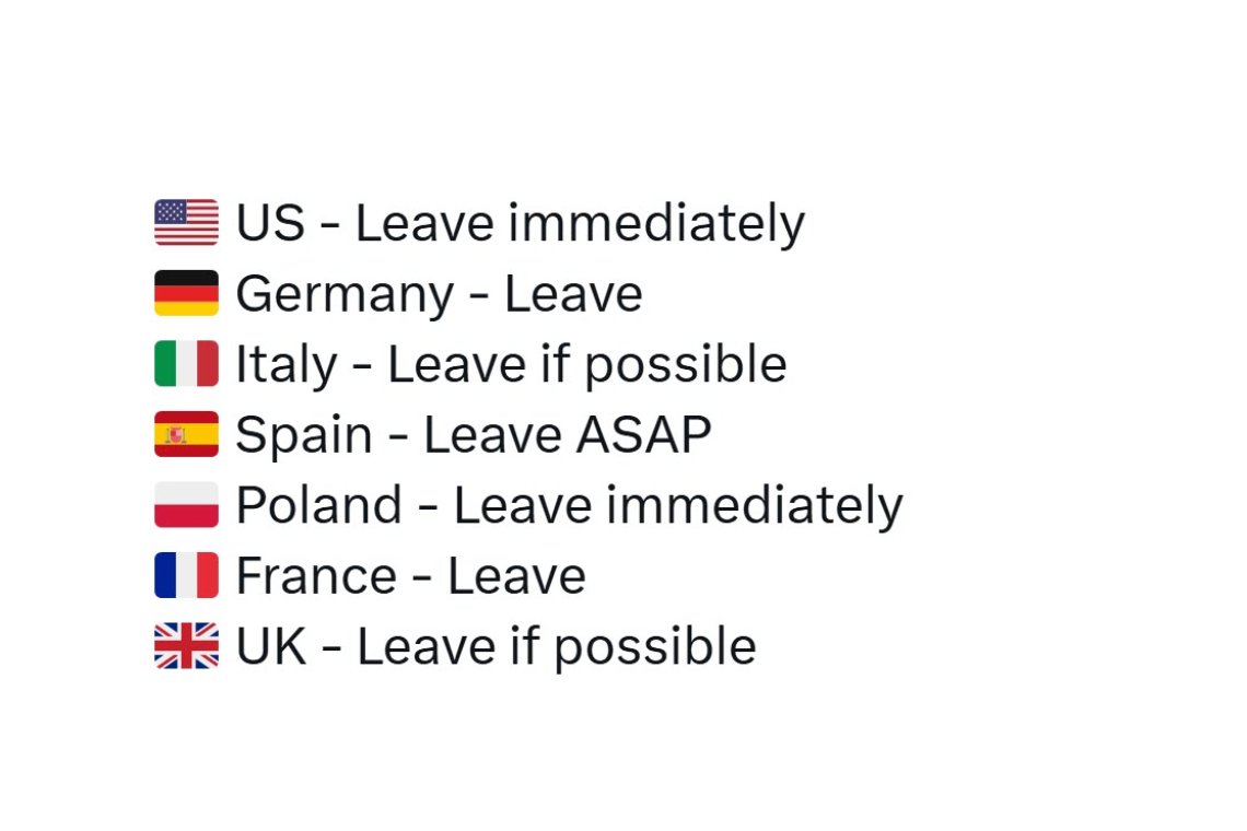 UPDATE 2:47 PM EDT — HINT: More than 15 Countries Urgently Telling Citizens “Leave Iran”
