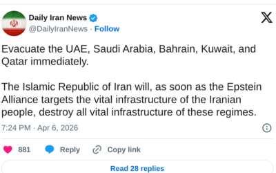 Iran Telling People “Evacuate” entire countries in Middle East